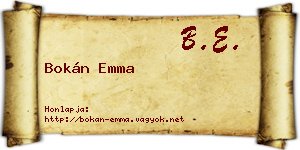 Bokán Emma névjegykártya